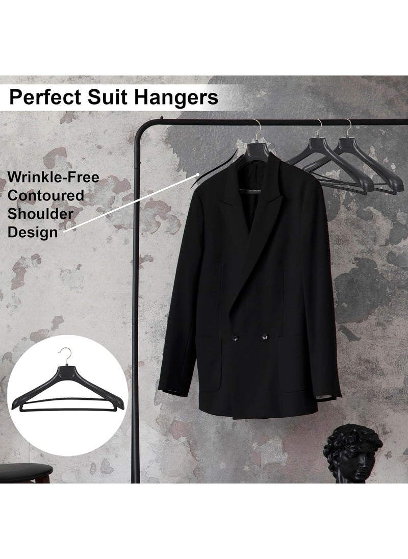ROLLYWARE ROLLYWARE Unique Design Plastic Coat Hanger with Locking Bar for Clothes Wardrobe Coat Sarees PantsClothes Locking Bar Hanger Pack of Black 3  - Image 2