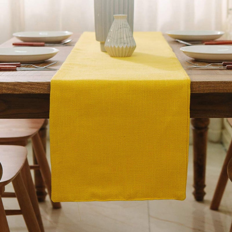 Dining Table Runner 12 x 36 inches Living Room Dinner Wedding Birthday Party Burlap Rustic Table Runner Yellow