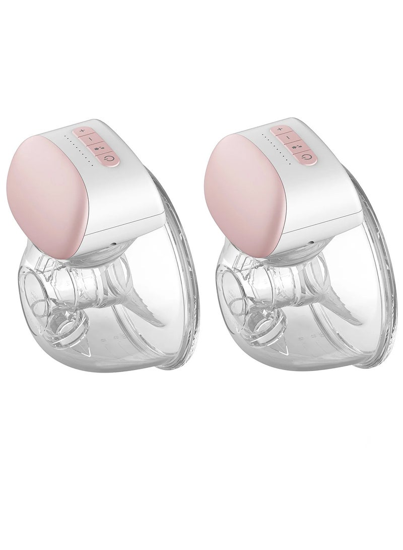 BEBEBAO 2-Piece Electric Portable Wearable Breast Cup 240 ml BPA-Free 3 Modes 10 Suction Levels - Pink And White - Image 1