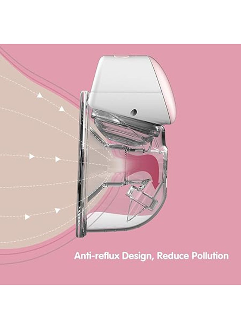 BEBEBAO 2-Piece Electric Portable Wearable Breast Cup 240 ml BPA-Free 3 Modes 10 Suction Levels - Pink And White - Image 3