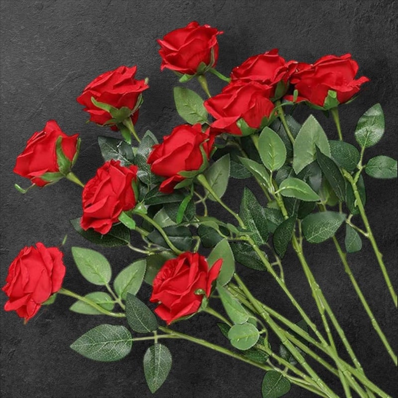 DN Enterprises DN Enterprises 6 Pcs Artificial Roses Flower Sticks for Home Valentine Decor 45cm Decoration Flowers for Weeding Home Diwali Chritmas Living Room 