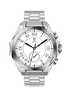 SWISS MILITARY Swiss Military DOM6 Smartwatch 1.43" AMOLED, Bluetooth Calling, Multi Language, Health & Sports Tracking, Wireless Charging, 7 Days Battery, IP67, iOS/Android Compatible, Silver Frame with Steel Strap  - Image 1