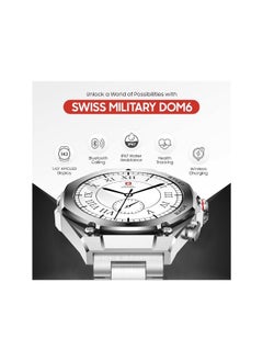 SWISS MILITARY Swiss Military DOM6 Smartwatch 1.43" AMOLED, Bluetooth Calling, Multi Language, Health & Sports Tracking, Wireless Charging, 7 Days Battery, IP67, iOS/Android Compatible, Silver Frame with Steel Strap  - Image 3