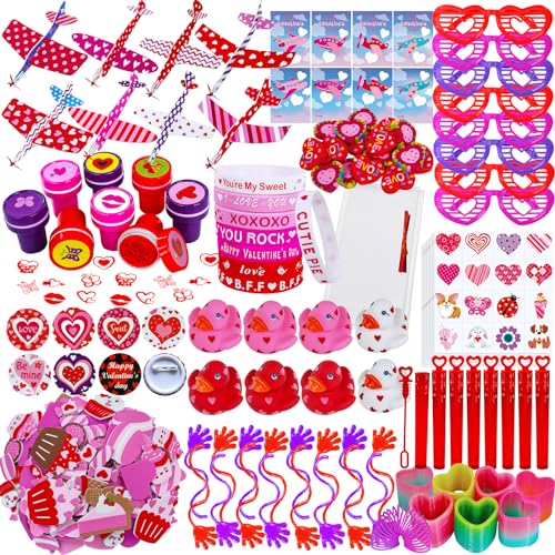 Winlyn 236 Pcs Valentines Day Stationery Toy Assortment Set Valentine Goodie Bag Stuffers Valentine Prizes Rewards Bulk for Kids Students Valentine Party Favors Treats School Classroom Gift Exchange - Image 1