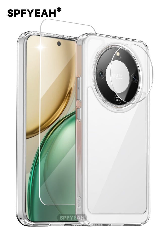 SPFYEAH [3-in-1] Honor X9D 5G Case Cover with HD Tempered Glass Screen Protector & Camera Lens Protector, [Anti Drop][Anti Scratch][Anti Slip][Anti Fingerprint] Clear Acrylic Hard Case Cover for Honor X9d 6.79 inch, Clear - Image 1