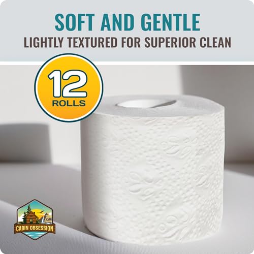 Cabin Obsession RV Toilet Paper - 12 Pack Septic Safe Toilet Paper 2-Ply Quick Dissolving Camper Toilet Paper Septic Safe to Prevent Clogs - Perfect for Automotive RVs, Septic Tank Systems, Boats, and Camping - Image 5