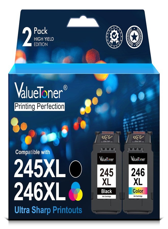 Valuetoner عبوة خراطيش حبر Valuetoner 245XL و246XL بديلة لخراطيش Canon PG245XL وCL246XL وPG243 وCL244 لطابعات Pixma TR4520 وTR4527 وMG2522 وMG2520 وMX490 وMX492 وTS202 وTS302 وTS3320 وMG2920 (أسود، ملون) - Image 1