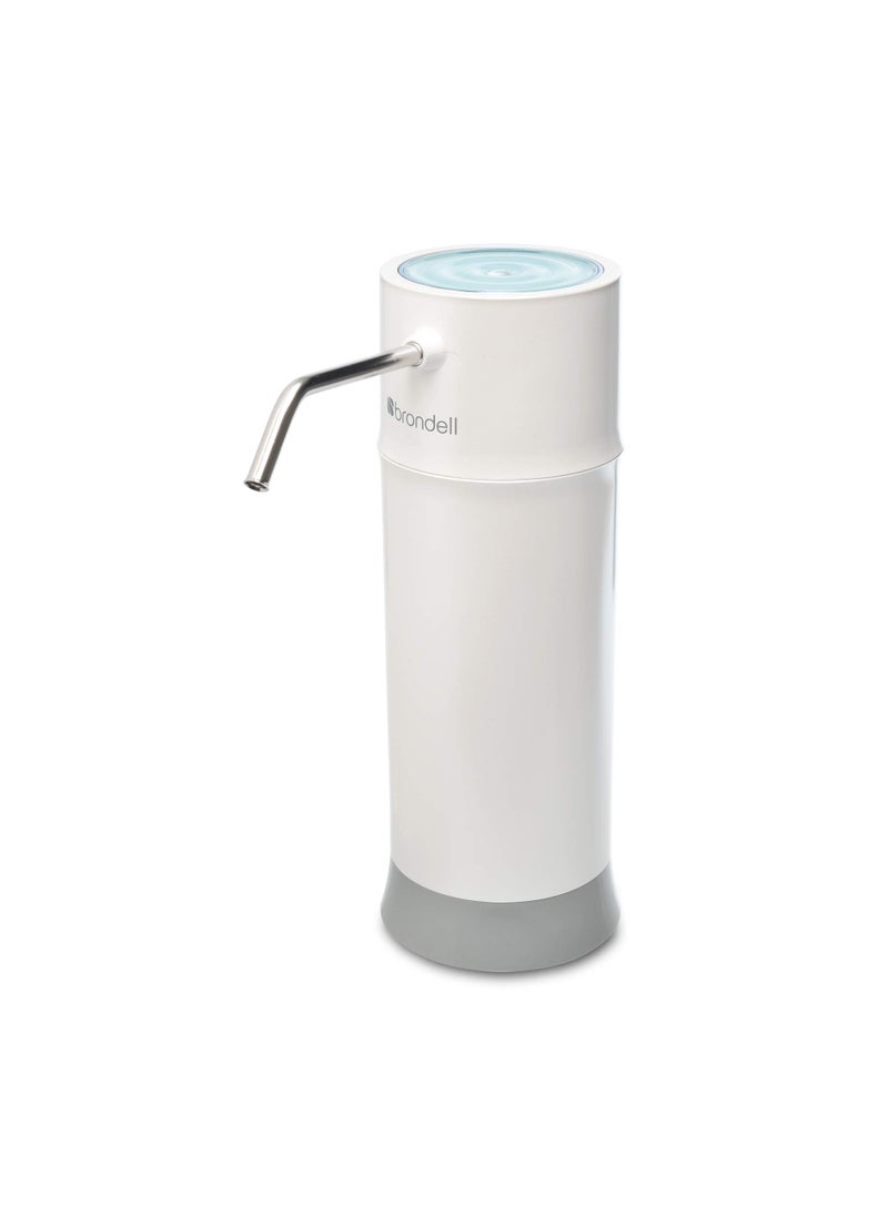 Brondell Brondell H625 Pearl Countertop Water Filter System for Kitchen Sinks Carbon Block Filtration System and Dispenser Attaches to Faucet 6Month Filter Lifespan White 