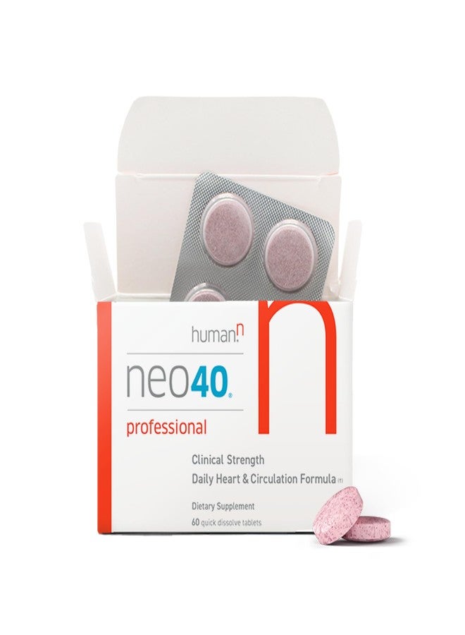 Humann Neo40 Professional - Daily Heart & Circulation Support - Methylfolate, Beet Root Powder, Hawthorn Berry, L-citrulline - 60 Dissolvable Tablets - Image 1