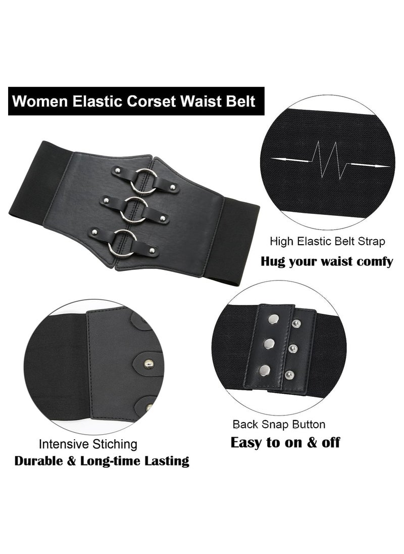 KASTWAVE - Women Wide Corset Elastic Belt, Lace-up Tied Waspie Corset Belts Ladies  Costume, Vintage Elastic Waist Belt High Waist PU Leather Tied Costume for  (Length 60-80cm) - Image 1