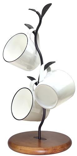 NBUOON Coffee Mug Holder Tree Rack for CounterLeaf Shaped Tea Cup Mug Holder Stand for CountertopPerfect Coffee Bar Accessory Kitchen Home Organizer Black - Image 1
