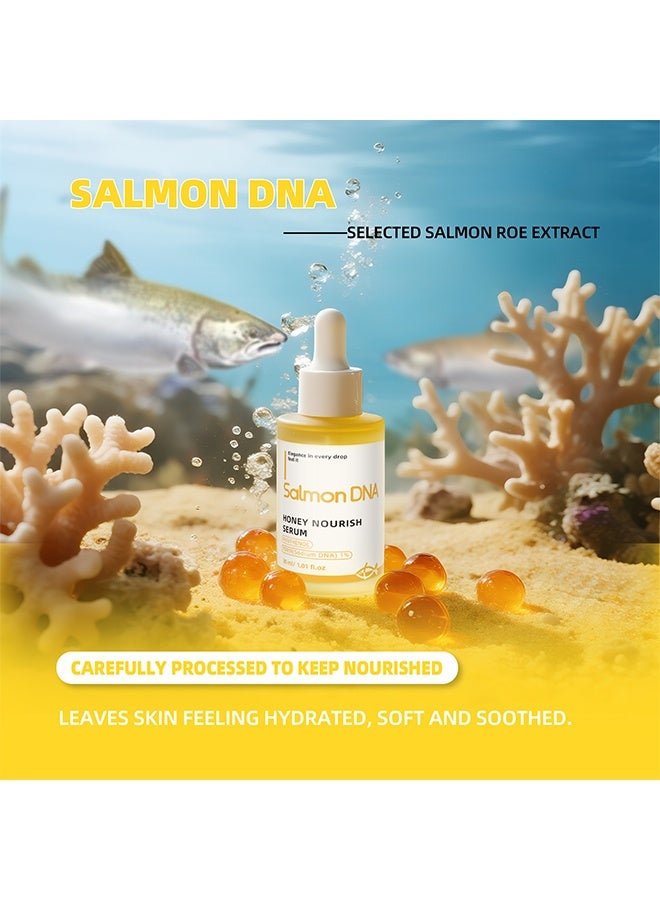 QINGLING Salmon DNA Honey Nourishing Essence - Anti-Oxidant, Repairing, Pore Refining, Soothing, Brightening,30ml - Image 2