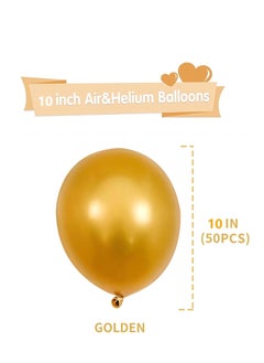Cool Baby 50pcs Gold Latex Balloons 25cm/10inch Gold Balloons Matte Gold Balloons with Ribbon  - Image 4