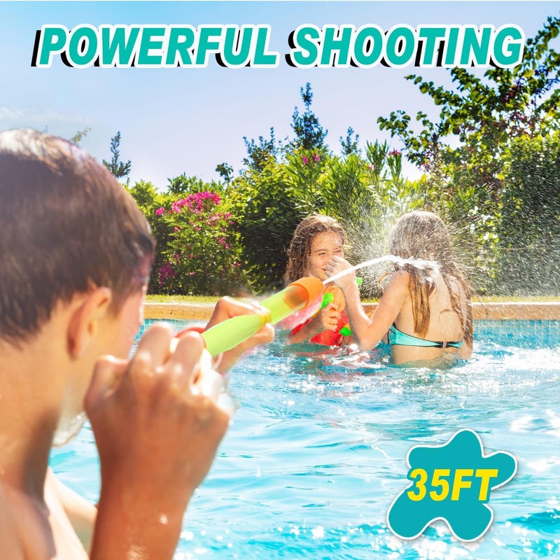 Elovien 4-Pack Water Blaster Guns for Kids & Adults – 35 ft Range Summer Pool & Outdoor Water Fight Toys, 130 ml Capacity - Image 2