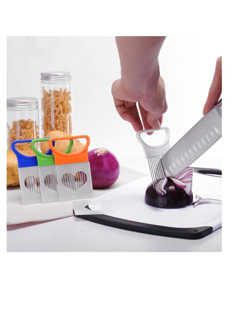Excefore Onion Holder, 4 Pcs Onion Slicer Holder, Stainless Steel Vegetable Slicer Holder and Onion Chopper Peelers, for Slicing Cutting Vegetable Tomato Potato Fruit Meat Kitchen Gadgets Tools  - Image 2
