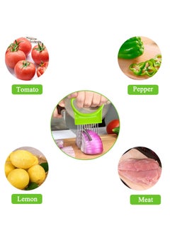 Excefore Onion Holder, 4 Pcs Onion Slicer Holder, Stainless Steel Vegetable Slicer Holder and Onion Chopper Peelers, for Slicing Cutting Vegetable Tomato Potato Fruit Meat Kitchen Gadgets Tools  - Image 4