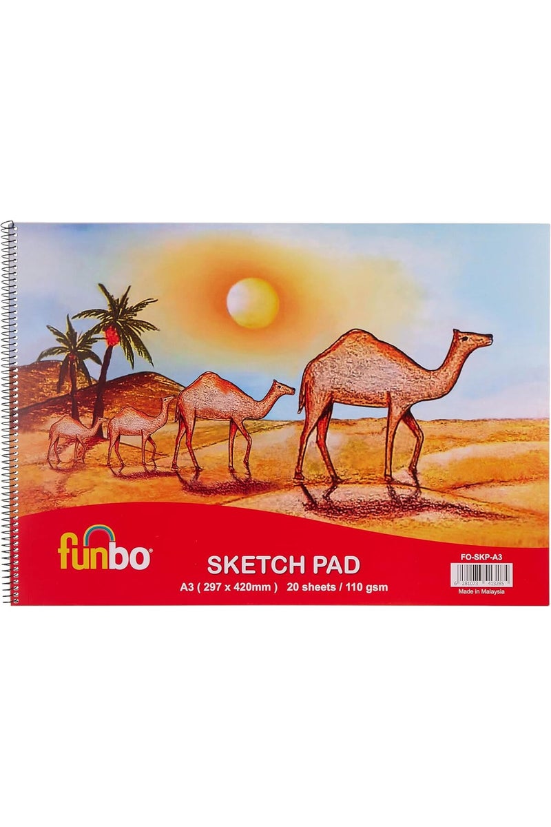 Funbo 110gsm Sketch Pad 20-Sheets, A3 Size - Image 1