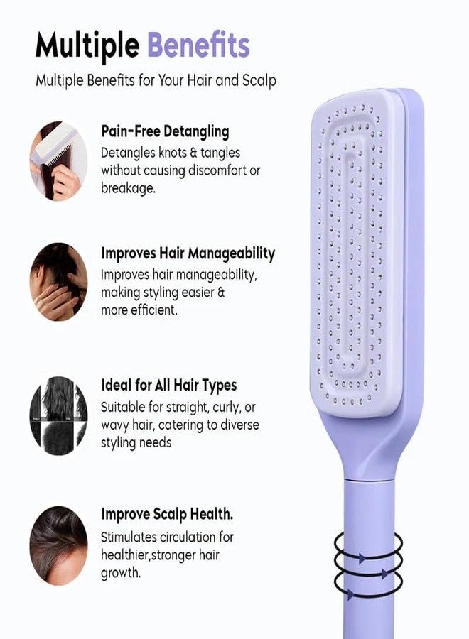 Jiffix Premium Hair Comb Rotating Detangler Brush for Curly Hair, Anti-Frizz Self Cleaning Hair Brush with Flexible Bristles, Scalp Massage Comb for Men Women Kids - Image 3