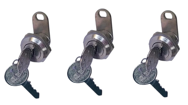 GinoSet Universal CAM Lock 18MM for Drawer Glovebox Metal Electric CabinetCCTV Camera Cabinet Fire Hosebox Cabinet Security Panel Lock with Key Round Pack of 3 - Image 1