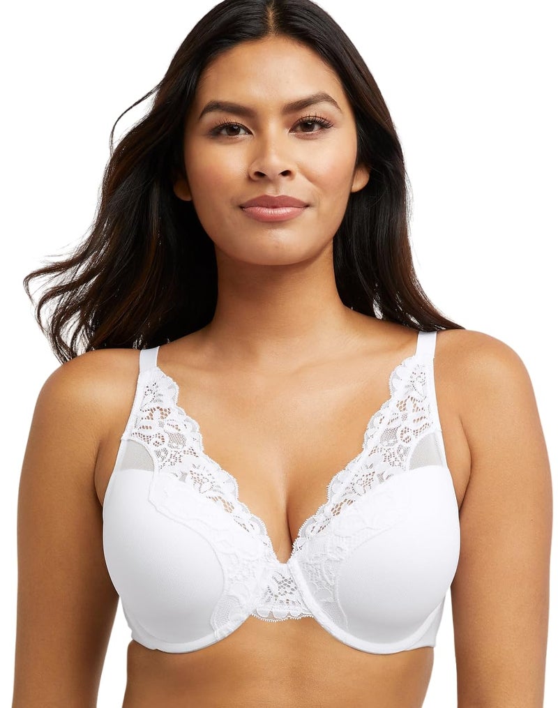 Bali Women's One Smooth U Lace Underwire Bra, Comfort Stretch Full-Coverage Convertible Bra White - Image 1