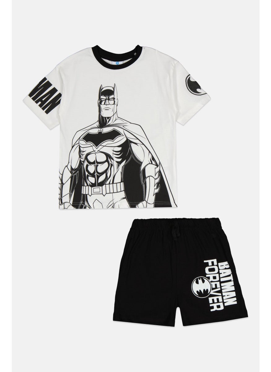 Batman Toddlers Boy 2 Pieces Graphic Print T-Shirt and Short Set, Black/White  - Image 1