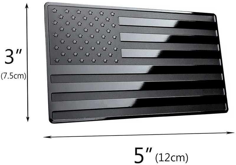 LFPartS USA Embossed Stainless Steel Metal Flag for Cars, Trucks Black 5"x3" - Image 2