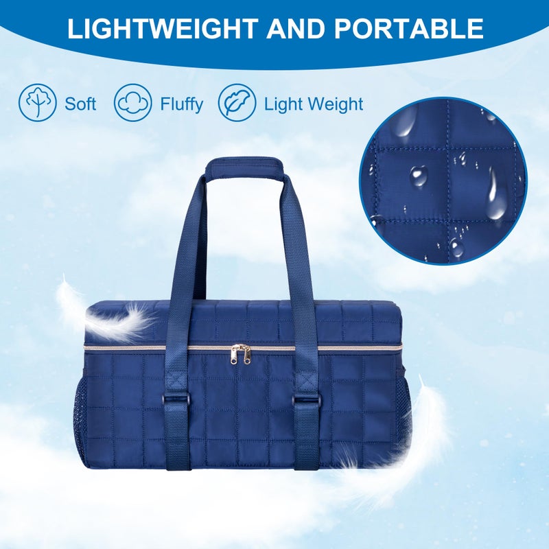 Teamoy 3 Pcs Empty Mahjong Bag, American Mahjong Set Bag with Tiles Bag and Racks & Pushers Bag, Mahjong Tile Set Bag with Game Mat Magic Tape, Dark Blue - Image 4