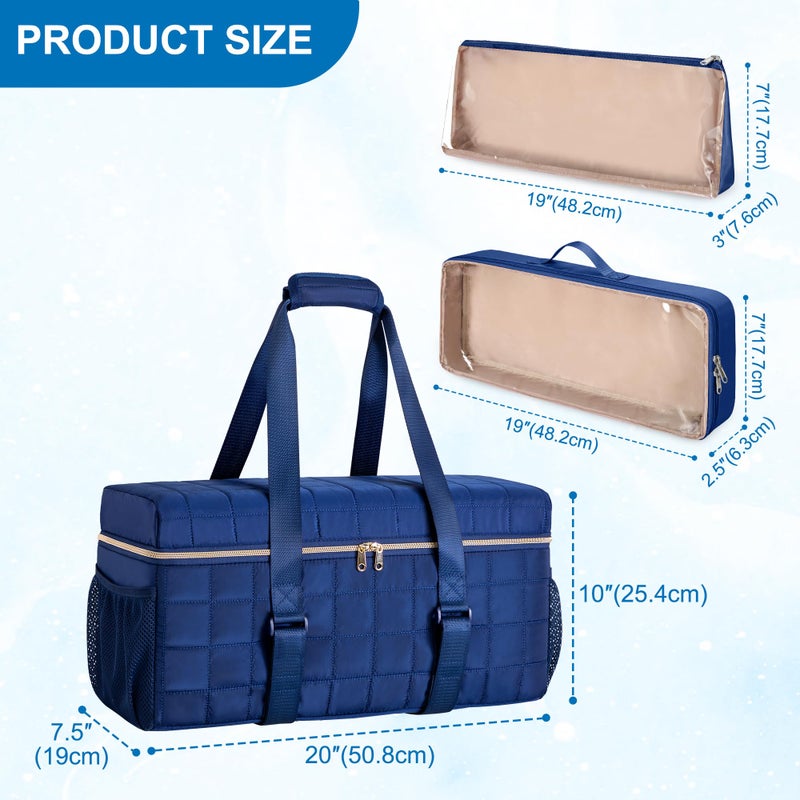 Teamoy 3 Pcs Empty Mahjong Bag, American Mahjong Set Bag with Tiles Bag and Racks & Pushers Bag, Mahjong Tile Set Bag with Game Mat Magic Tape, Dark Blue - Image 2