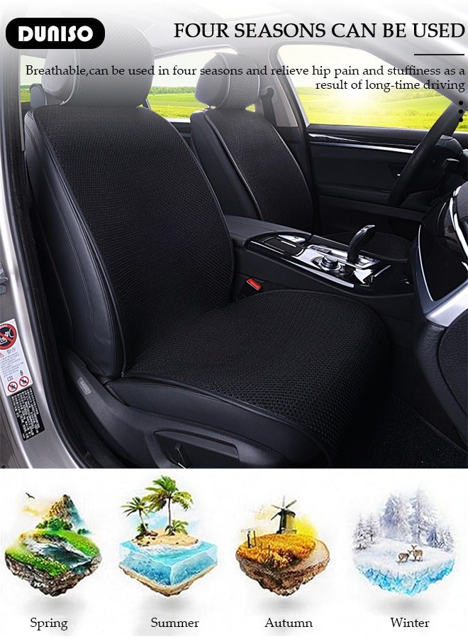 DUNISO 2pcs Auto Breathable Universal Four Seasons Front Car Seat Covers Luxury Include Front Car Seat Protector Compatible with 95% Vehicle Fit for Cars Truck SUV or Vans  - Image 2