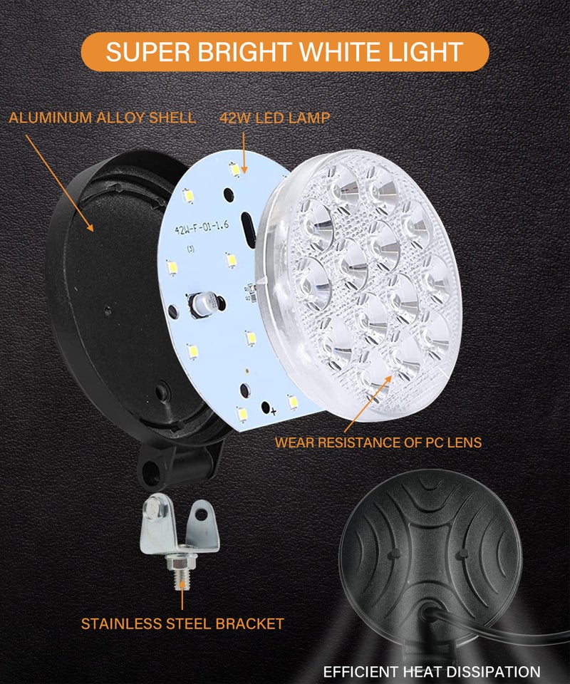 AOCISKA 2PCS 4.5Inch Round LED Offroad Lights,42W Led Round Light Bar Spot Light Fog Light Bumper Work Light, LED Off Road Light Flood Light - Image 5