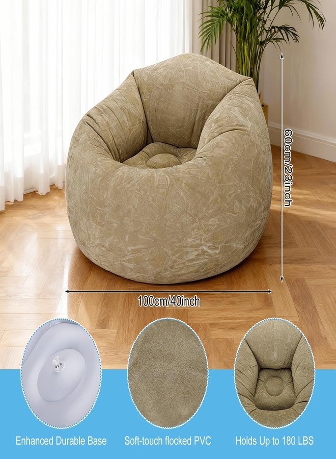 Huiguli Inflatable Bean Bag Chair for Adults with Air Pump, Blow Up Chair for Indoor & Outdoor, Portable Lounger Sofa for Movie Night, Camping, Living Room (Brown) - Image 3