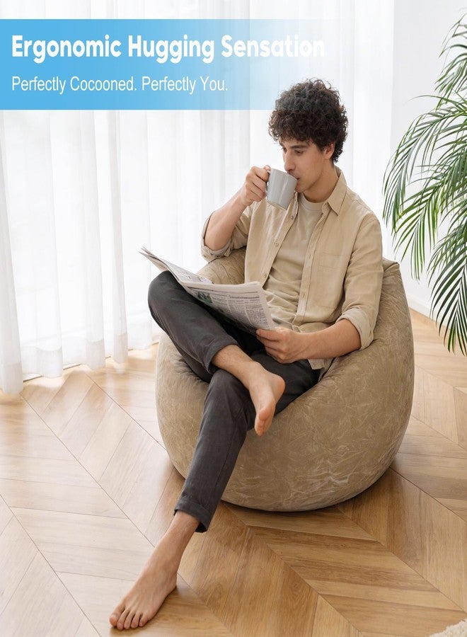Huiguli Inflatable Bean Bag Chair for Adults with Air Pump, Blow Up Chair for Indoor & Outdoor, Portable Lounger Sofa for Movie Night, Camping, Living Room (Brown) - Image 5
