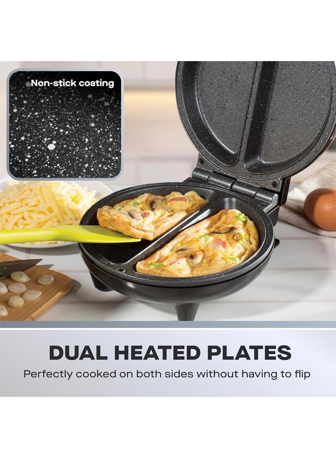 DUNISO 850W Dual Electric Omelette  Maker,Easy Clean Non-Stick Cooking PlateStainless Steel 2 Section Frittata Maker with Power Light,Automatic Temperature Control and Cool Touch Handle - Image 3
