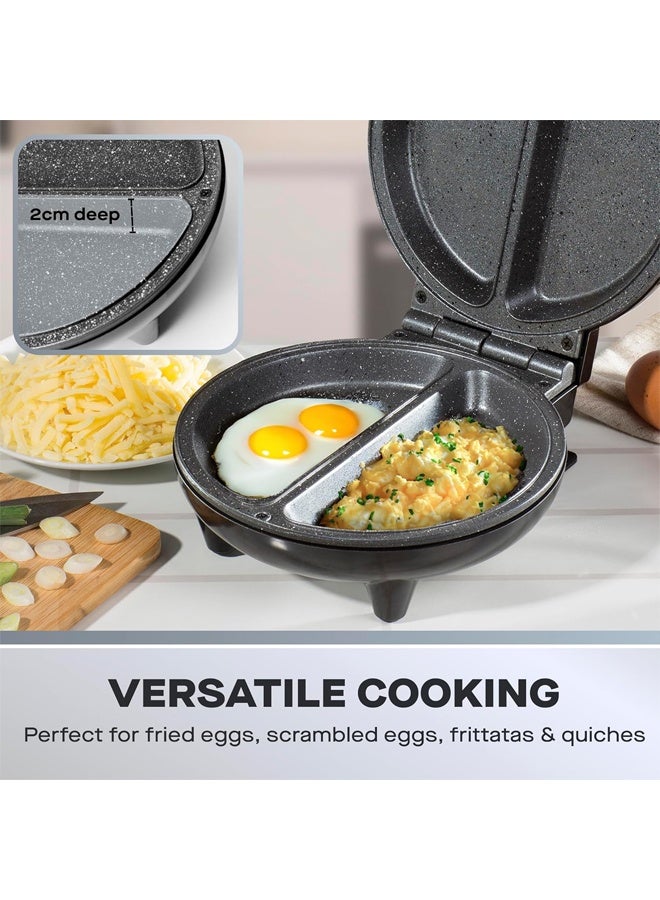 DUNISO 850W Dual Electric Omelette  Maker,Easy Clean Non-Stick Cooking PlateStainless Steel 2 Section Frittata Maker with Power Light,Automatic Temperature Control and Cool Touch Handle - Image 4