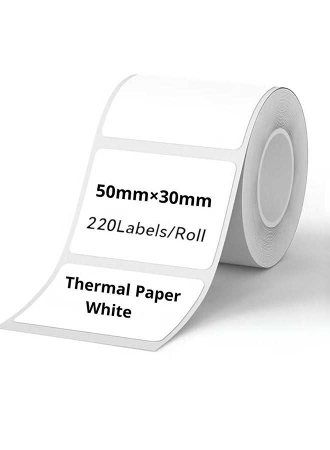Happy D Thermal Label Paper for Label Maker Machine,Waterproof Oil-Proof for Home Office Small Business Barcode Printing,220 Labels/Roll Labeling Tape Replacement(50×30mm White) - Image 1