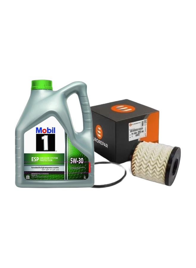 mobil 1 ESP Formula Synthetic Motor Oil 5W-30 4L & ENGINE OIL FILTER Peugeot 301 - 3008 - 5008 - 508 / Citroën C-Elysée - C5 - C4 / DS7 / Opel Grand Land / Mini Cooper R56 2006-2013  - Made In France Bundle - Image 1