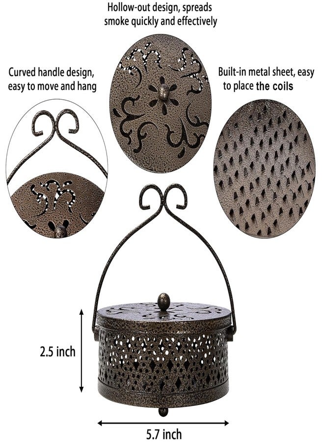 MyLifeUNIT Mosquito Coil Holder, 2 Pack Retro Portable Mosquito Incense Burner for Home and Camping (Brown) - Image 2