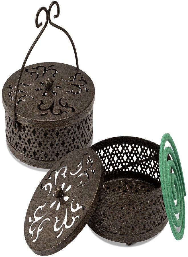 MyLifeUNIT Mosquito Coil Holder, 2 Pack Retro Portable Mosquito Incense Burner for Home and Camping (Brown) - Image 1