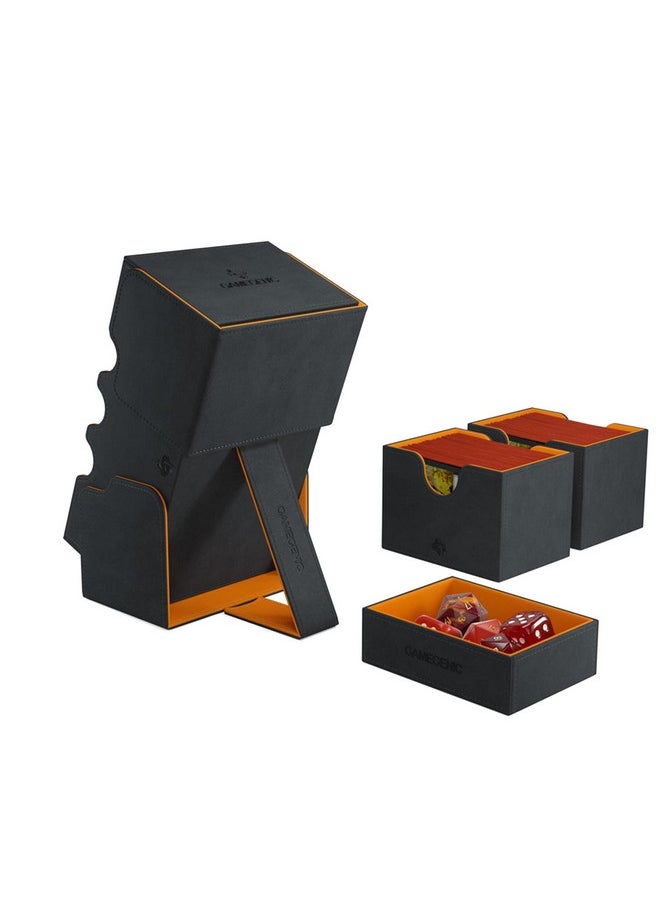 Gamegenic GameGenic Stronghold 200+ XL Convertible Deck Box | Double-Sleeved Card Storage | Card Game Protector | Nexofyber Surface | Holds up to 200 Cards | Black and Orange Color (GGS20071ML)  - Image 5
