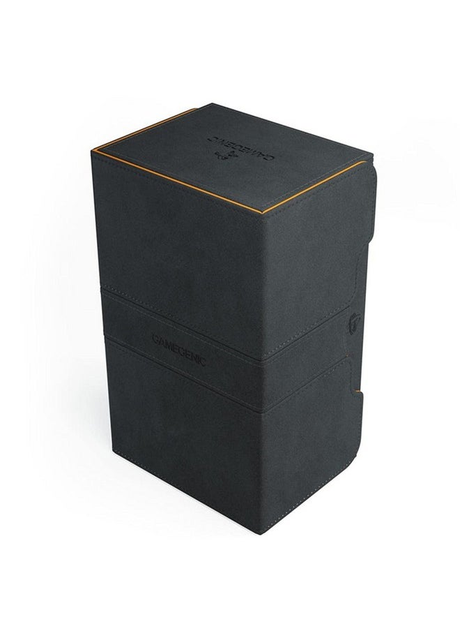Gamegenic GameGenic Stronghold 200+ XL Convertible Deck Box | Double-Sleeved Card Storage | Card Game Protector | Nexofyber Surface | Holds up to 200 Cards | Black and Orange Color (GGS20071ML)  - Image 2
