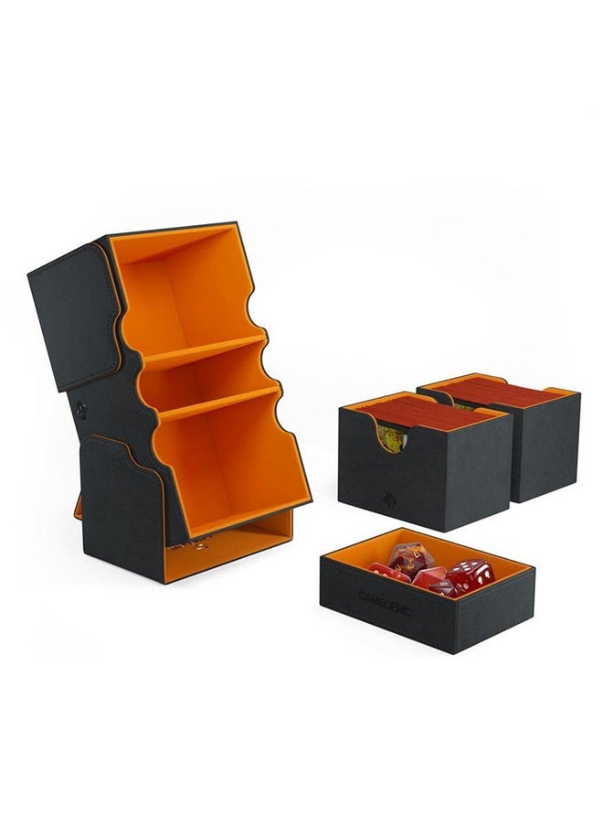 Gamegenic GameGenic Stronghold 200+ XL Convertible Deck Box | Double-Sleeved Card Storage | Card Game Protector | Nexofyber Surface | Holds up to 200 Cards | Black and Orange Color (GGS20071ML)  - Image 4