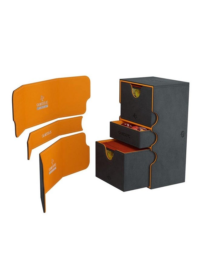 Gamegenic GameGenic Stronghold 200+ XL Convertible Deck Box | Double-Sleeved Card Storage | Card Game Protector | Nexofyber Surface | Holds up to 200 Cards | Black and Orange Color (GGS20071ML)  - Image 3
