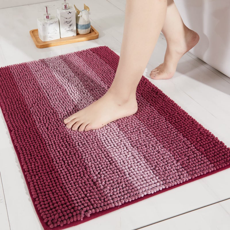 COSY HOMEER Bath Rugs Made of 100% Polyester Extra Soft and Non Slip Bathroom Mats Specialized in Machine Washable and Water Absorbent Shower Mat (36x24Inch  Fuchsia)  - Image 1