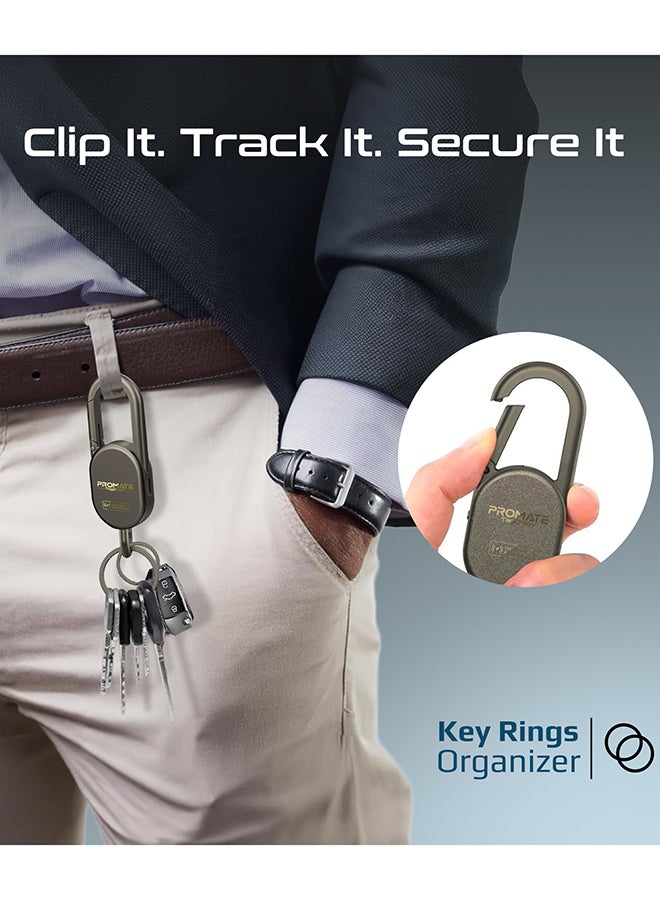بروميت مفتاح البحث الذكي Promate TagChain مع Apple Find My، مقاوم للماء IP67، بطارية قابلة للشحن، صوت 90dB، مدى 50م، مشبك كارابين ورينغ للحقائب، أطواق الحيوانات الأليفة، المفاتيح، الأمتعة تيتانيوم - Image 4