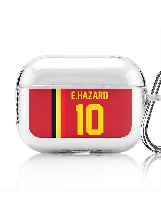 Stylizedd Classic Clear printed Case for Apple Airpods Pro Soft TPU Gel Thin Transparent Flexible Cover [Designed for Apple Airpods Pro] - Football Team - Belgium, Player Name - E.Hazard - Image 1