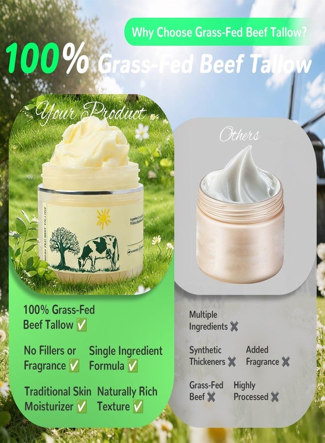 Nielies Grass Fed Beef Tallow Skin Moisturizer – Whipped Face Cream, Fast Absorbing Unscented Lotion for Dry Sensitive Skin-1.07 oz - Image 3