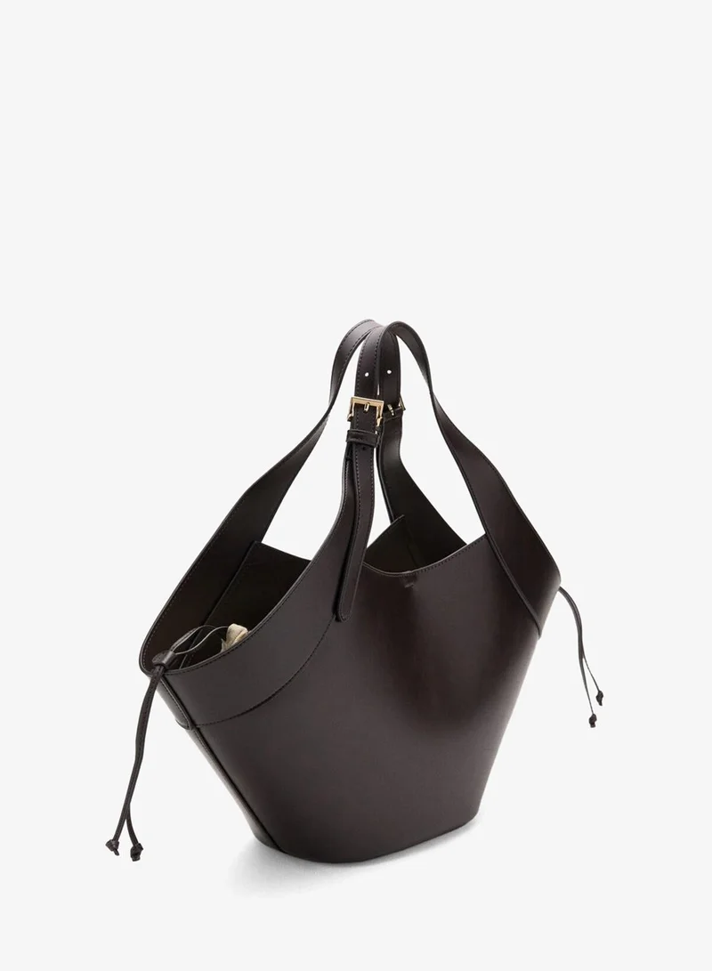 مانجو Large double-handle bag with buckles