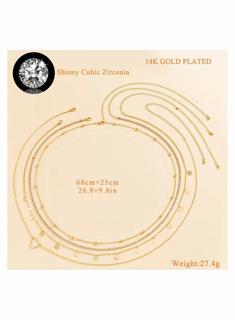 Metal Waist Chain for Women Girls Adjustable Body Link Belt Fashion Belly Jewelry 4 Pieces Summer Beach Jeans Dresses - Image 4