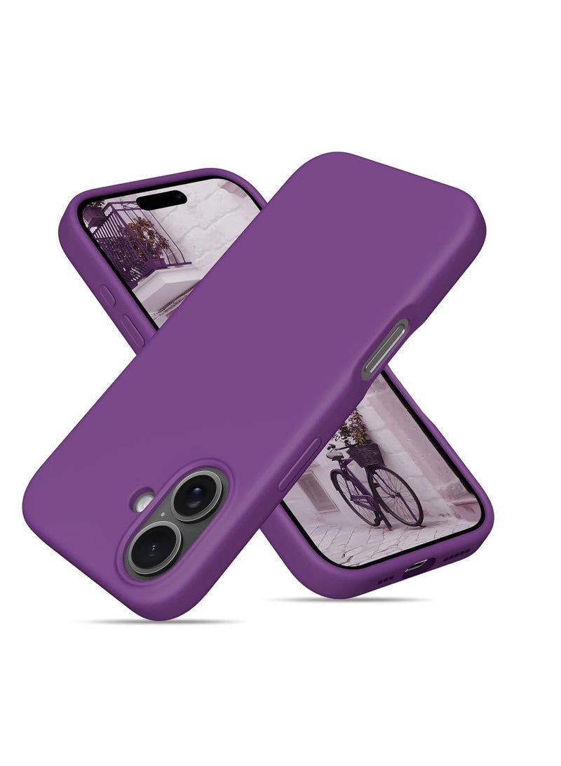 Compatible with iPhone 16 Case, Premium Liquid Silicone Case, Full Body Protective Cover, Shockproof, Slim Phone Case, Anti-Scratch Soft Microfiber Lining, 6.1 inch (Neon Purple)