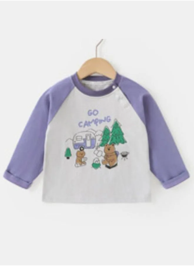 YUNIQEE Lavender Printed Long Sleeve Crew Neck T-Shirt